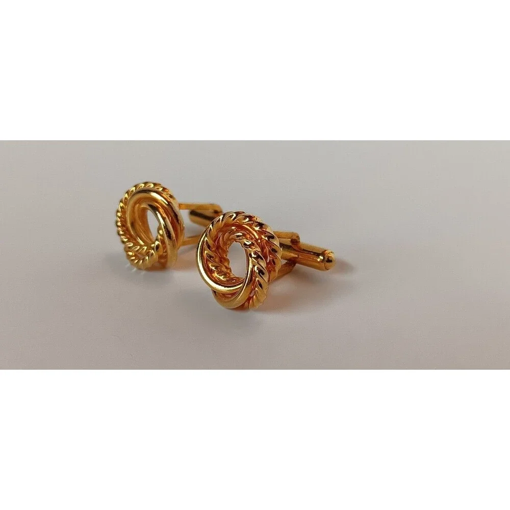 Vintage Goldtone Twisted Rope Knot Cufflinks 5/8 in